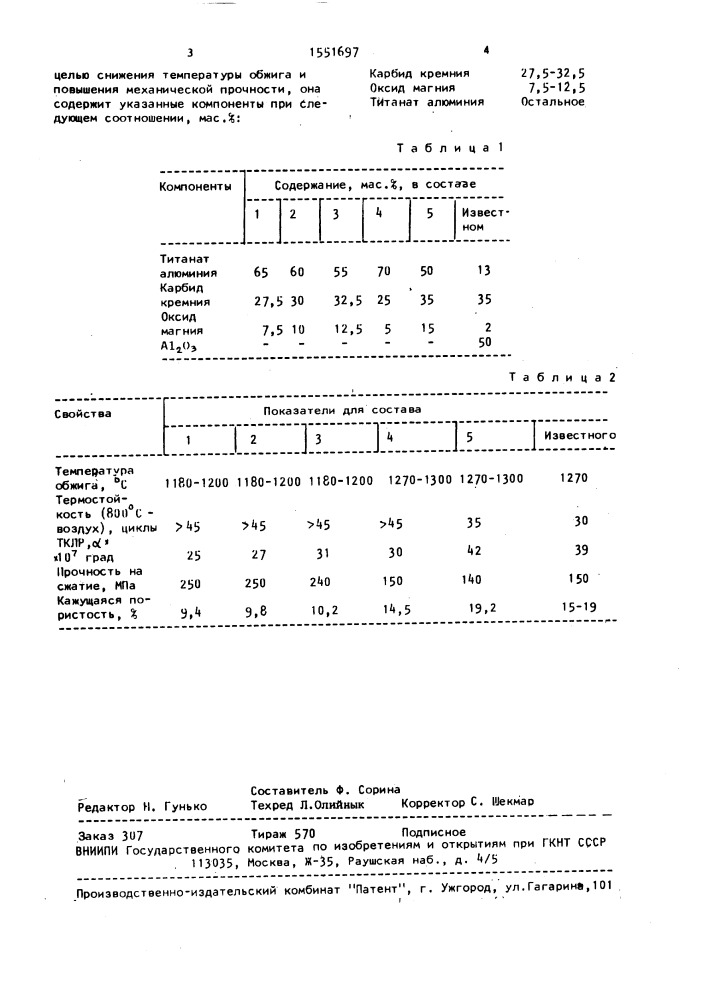 Шихта для изготовления огнеупорных изделий (патент 1551697)