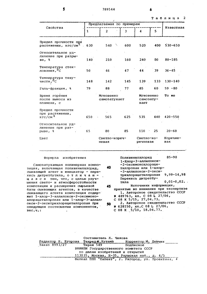 Самозатухающая полимерная композиция (патент 789544)