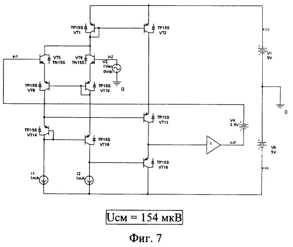 Комплементарный каскодный дифференциальный усилитель (патент 2374758)