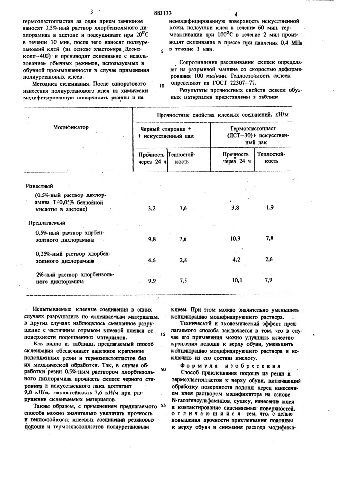 Способ приклеивания подошв (патент 883133)