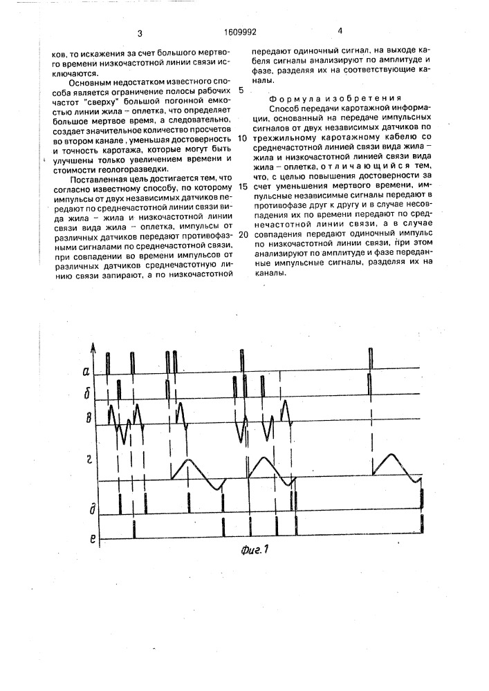 Способ передачи каротажной информации (патент 1609992)