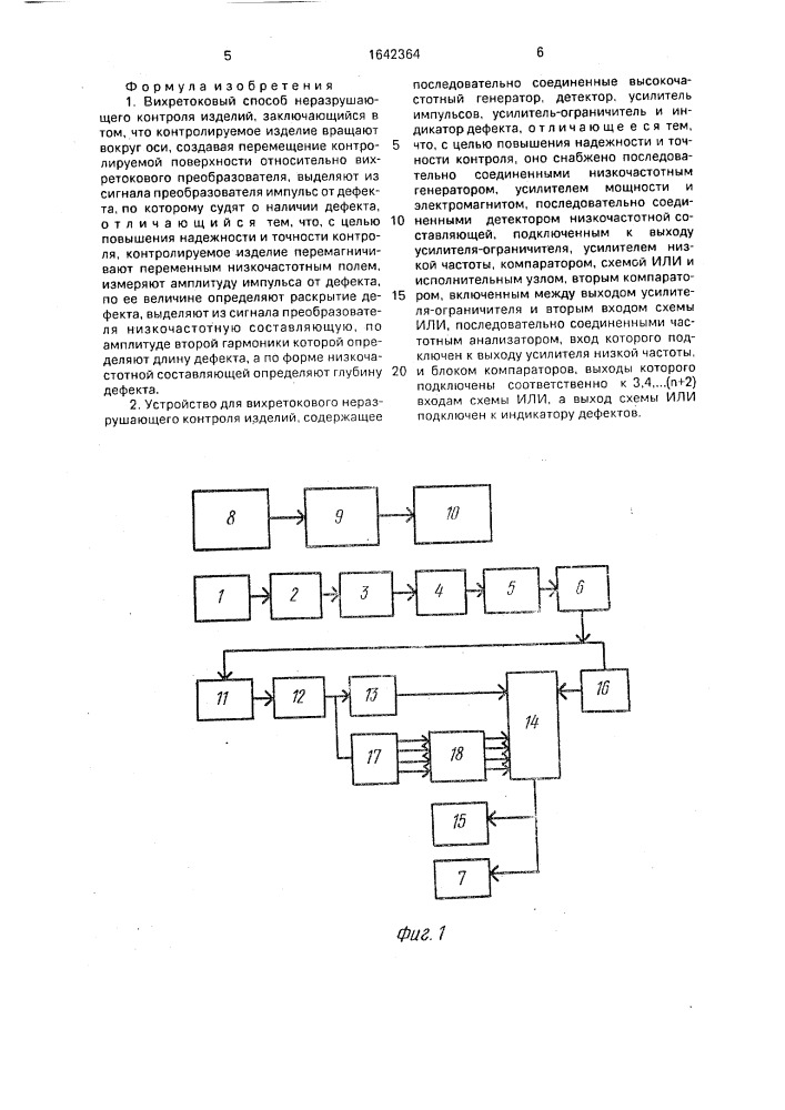Вихретоковый способ неразрушающего контроля изделий и устройство для его осуществления (патент 1642364)