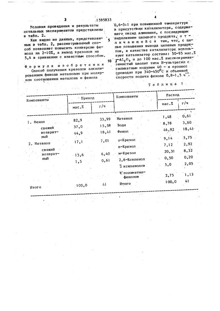 Способ получения крезолов (патент 1595833)