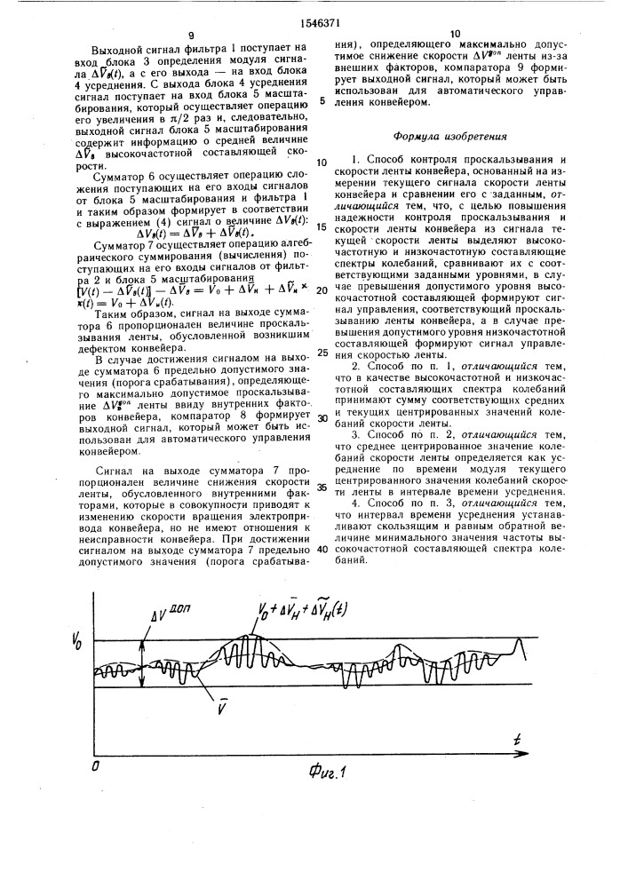 Способ контроля проскальзывания и скорости ленты конвейера (патент 1546371)
