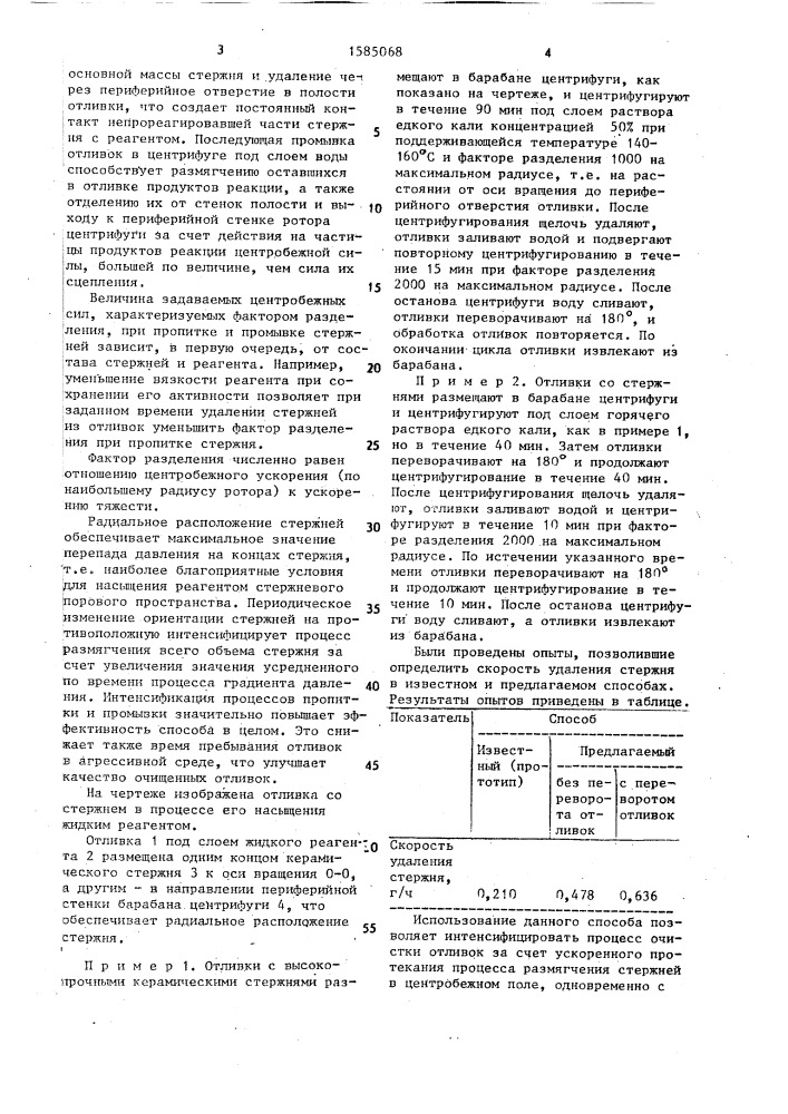 Способ удаления высокопрочных стержней из отливок (патент 1585068)