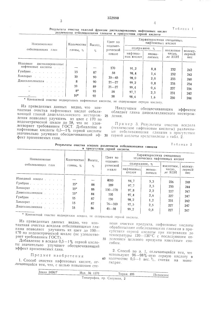 Способ очистки нафтеновых кислот ? (патент 352880)