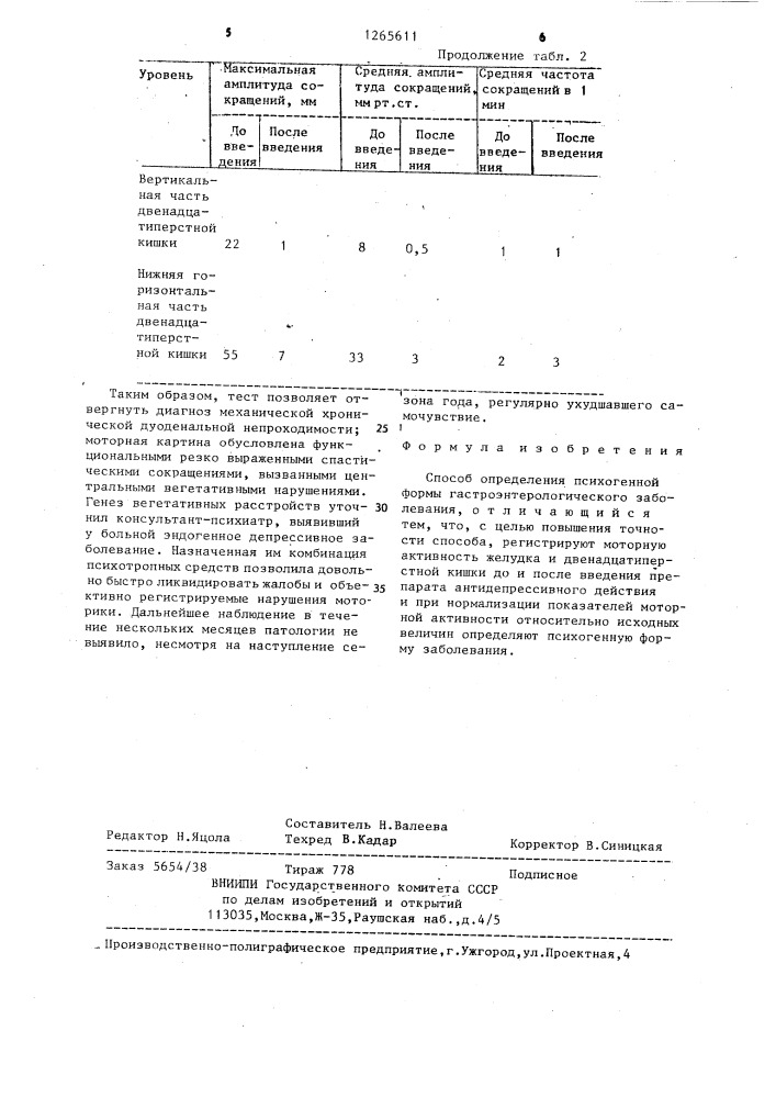 Способ определения психогенной формы гастроэнтерологического заболевания (патент 1265611)