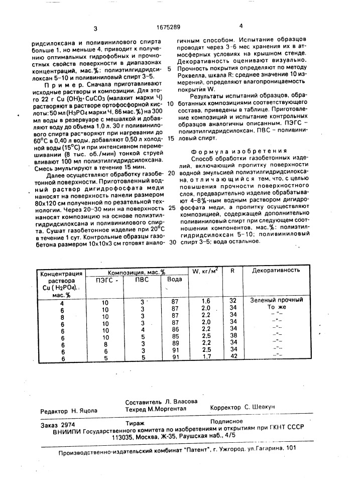 Способ обработки газобетонных изделий (патент 1675289)