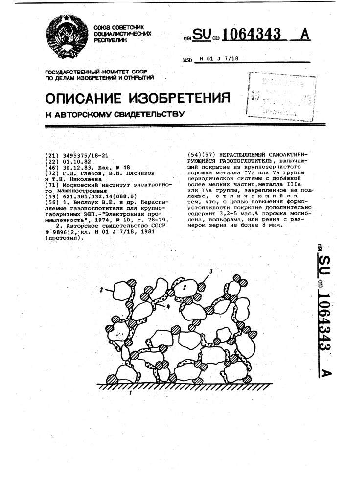 Нераспыляемый самоактивирующийся газопоглотитель (патент 1064343)