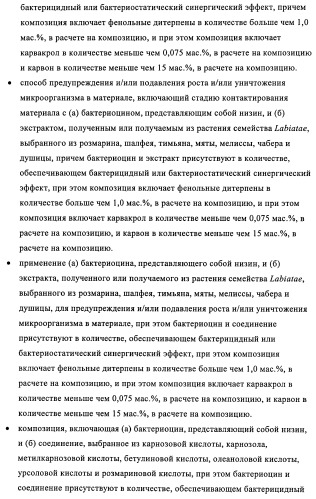 Микробицидная или микробиостатическая композиция, содержащая бактериоцин и экстракт растения семейства labiatae (патент 2395204)