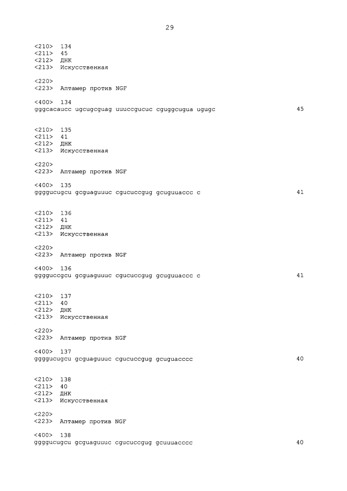 Аптамер против ngf и его применение (патент 2633510)