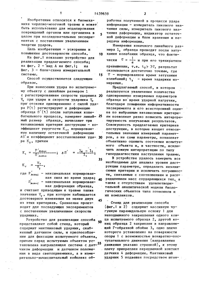 Способ моделирования травмы костной ткани при ударном нагружении (патент 1439659)