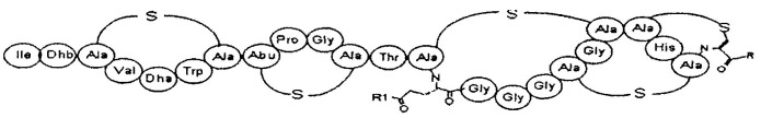 Лантибиотические карбоксиамидные производные с усиленной антибактериальной активностью (патент 2506272)