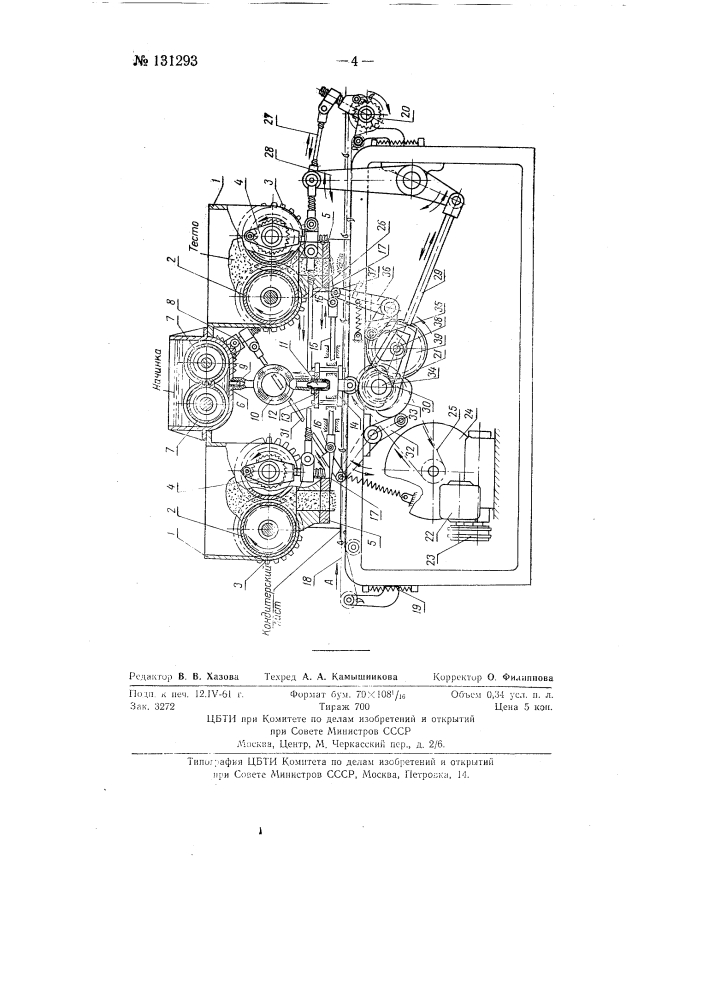 Машина для формовки пряников с начинкой (патент 131293)