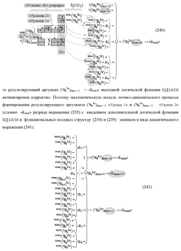 Функциональная структура сумматора f3( cd)max старших условно &quot;k&quot; разрядов параллельно-последовательного умножителя f ( cd), реализующая процедуру &quot;дешифрирования&quot; аргументов слагаемых [1,2sg h1] и [1,2sg h2] в &quot;дополнительном коде ru&quot; посредством арифметических аксиом троичной системы счисления f(+1,0,-1) и логического дифференцирования d1/dn   f1(+  -)d/dn (варианты русской логики) (патент 2476922)