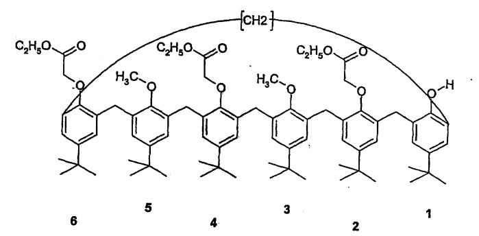 Пара-трет-бутил-каликс[6]арены, содержащие три кислотные функциональные группы в положении 2, 4 и 3, нанесенные на подложку жидкие мембраны, содержащие их материалы-подложки и их применение (патент 2422432)