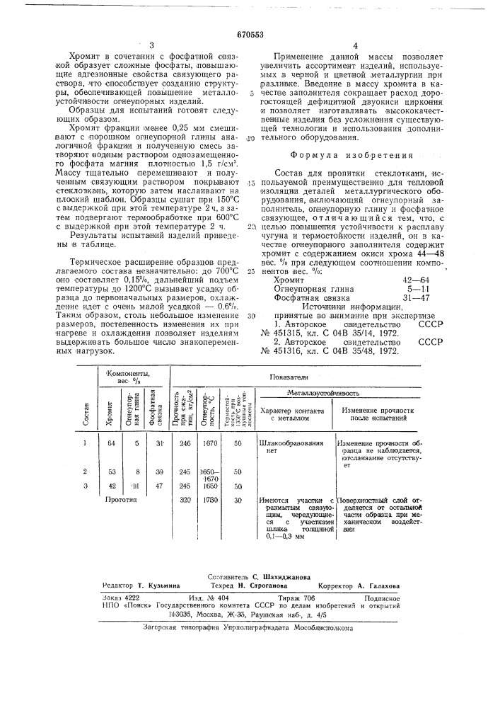 Состав для пропитки стеклоткани (патент 670553)