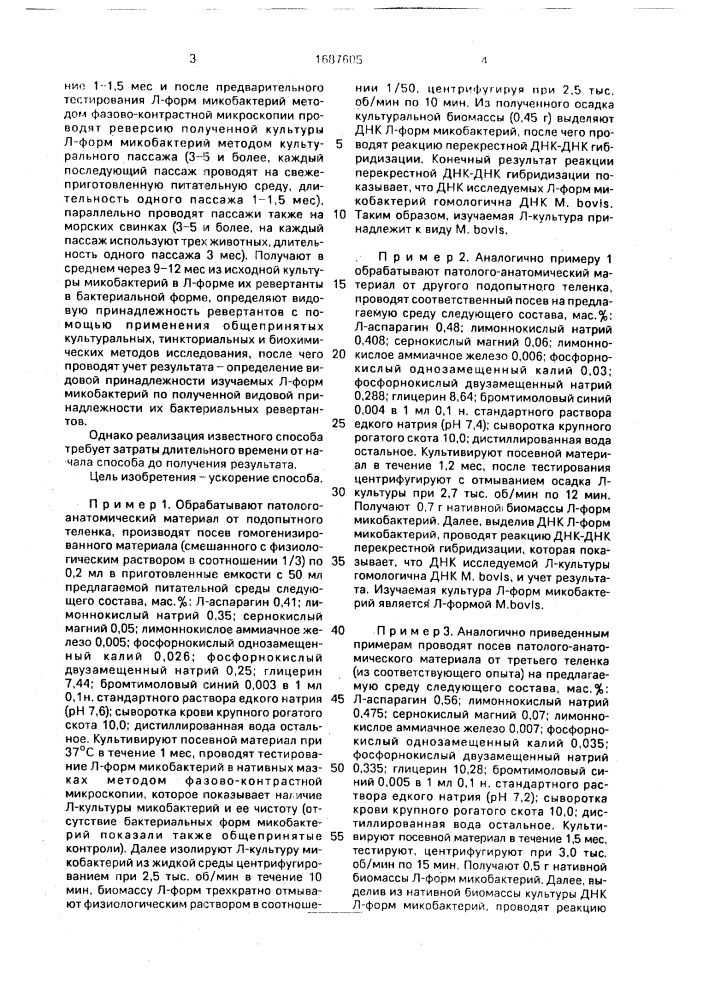 Способ видовой идентификации л-форм микобактерий (патент 1687605)