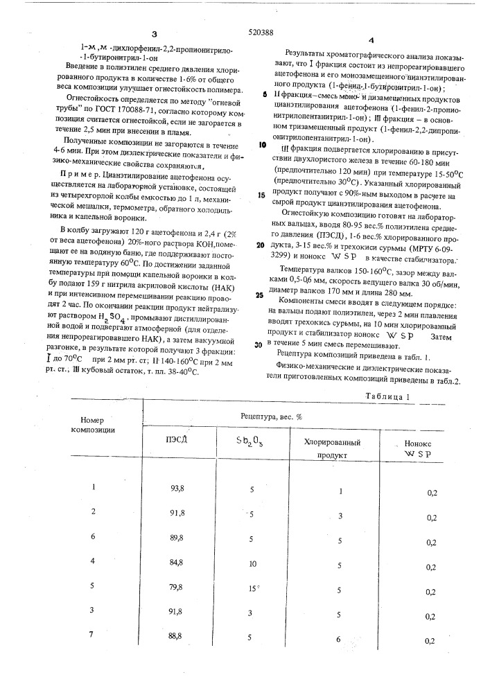 Огнестойкая композиция на основе полиэтилена (патент 520388)