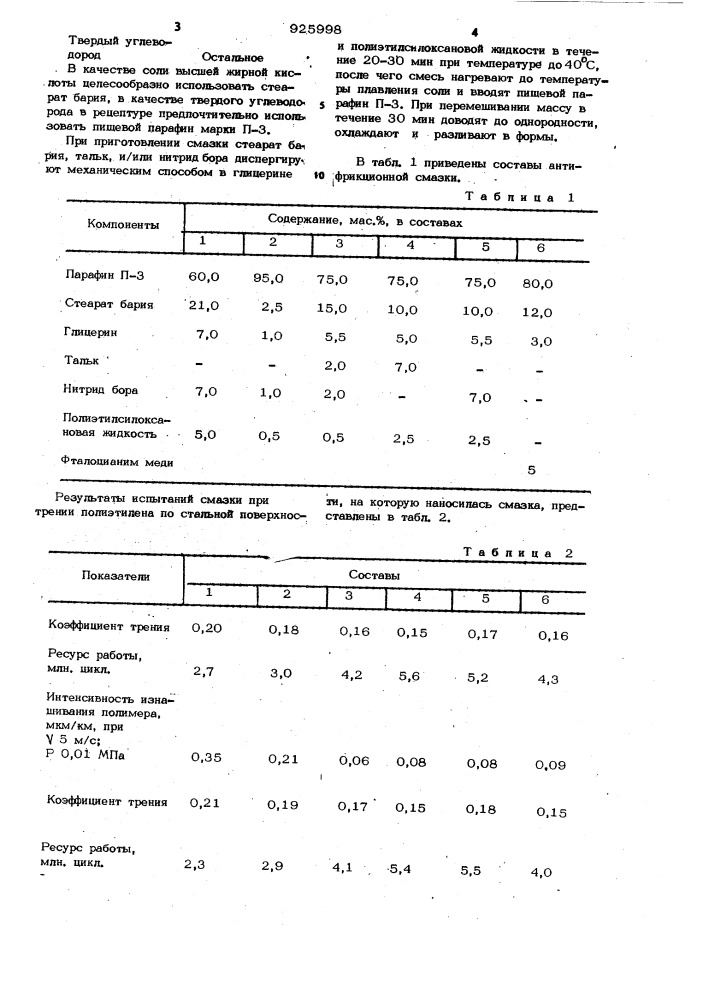 Антифрикционная смазка для металлополимерных пар трения (патент 925998)