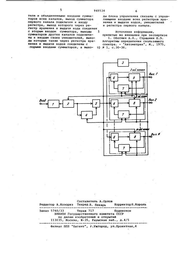 Цифровой анализатор спектра (патент 949534)