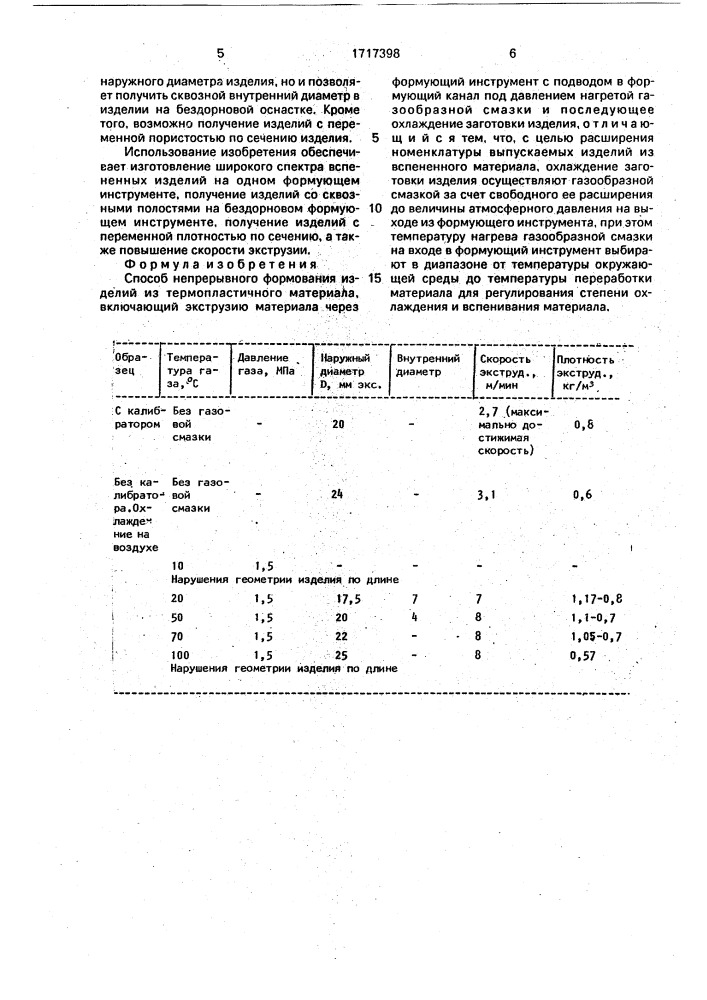 Способ непрерывного формования изделий из термопластичного материала (патент 1717398)