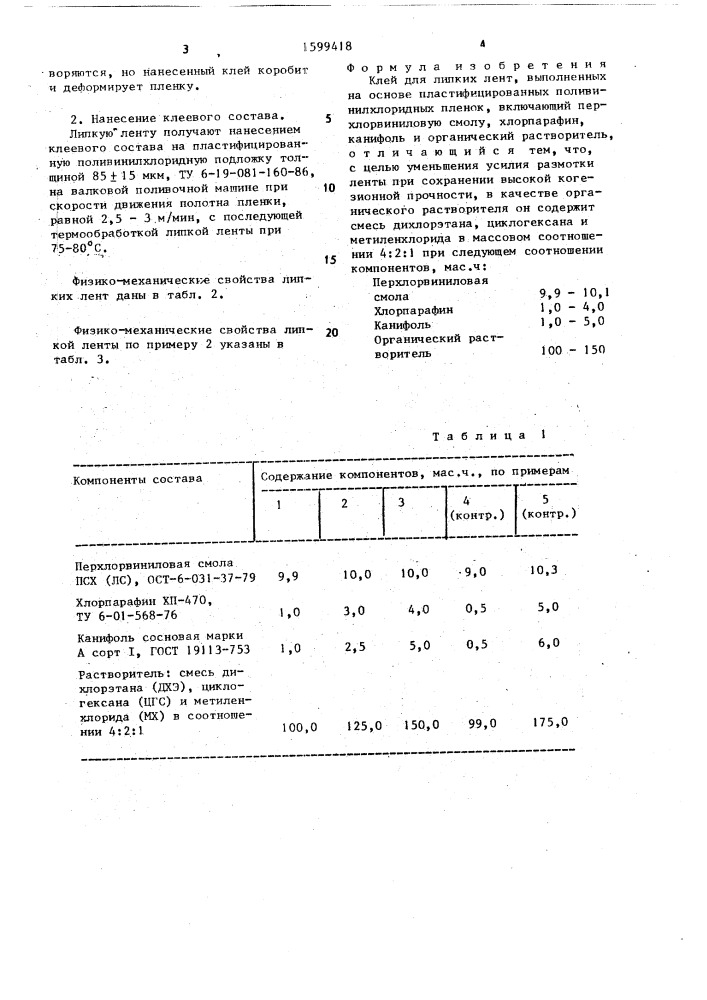 Клей для липких лент (патент 1599418)