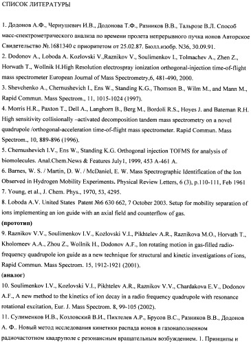 Способ структурно-химического анализа органических и биоорганических соединений при разделении ионов этих соединений в сверхзвуковом газовом потоке, направленном вдоль линейной радиочастотной ловушки (патент 2420826)