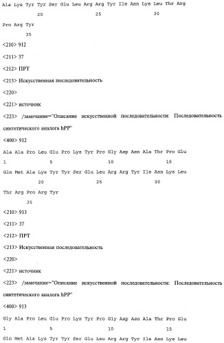 Аналог панкреатического полипептида человека (варианты), фармацевтическая композиция на его основе, способ лечения ожирения или диабета, способ снижения аппетита, уменьшения поглощения пищи или снижения потребления калорий и способ косметического снижения массы посредством указанного аналога (патент 2506273)
