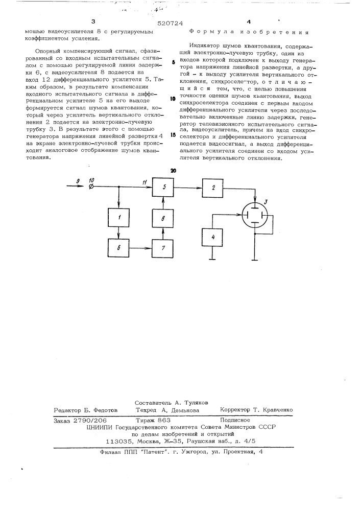 Индикатор шумов квантования (патент 520724)