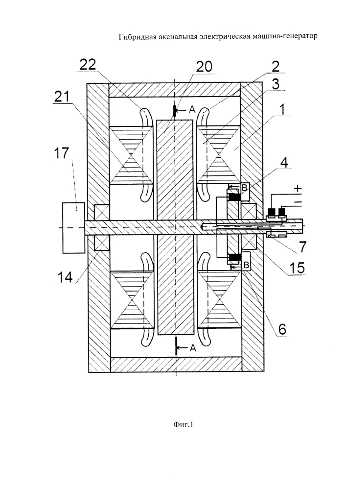 Гибридная аксиальная электрическая машина-генератор (патент 2629017)