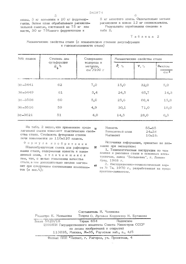 Шлакообразующая смесь (патент 541874)