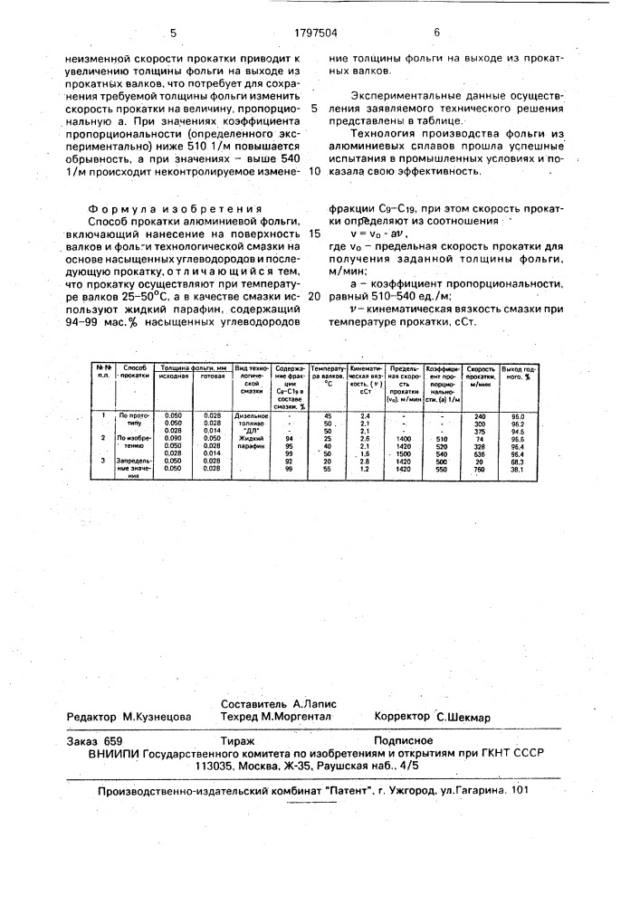 Способ прокатки алюминиевой фольги (патент 1797504)