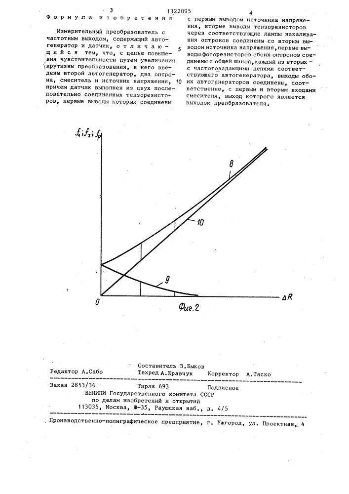 Измерительный преобразователь с частотным выходом (патент 1322095)