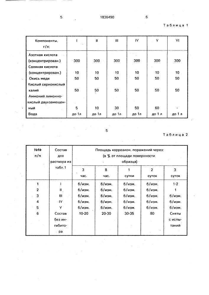 Раствор для химической маркировки станных деталей (патент 1836490)