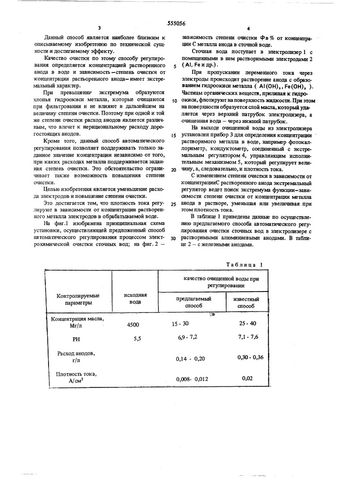 Способ автоматического регулирования процессом электрохимической очистки сточных вод (патент 555056)