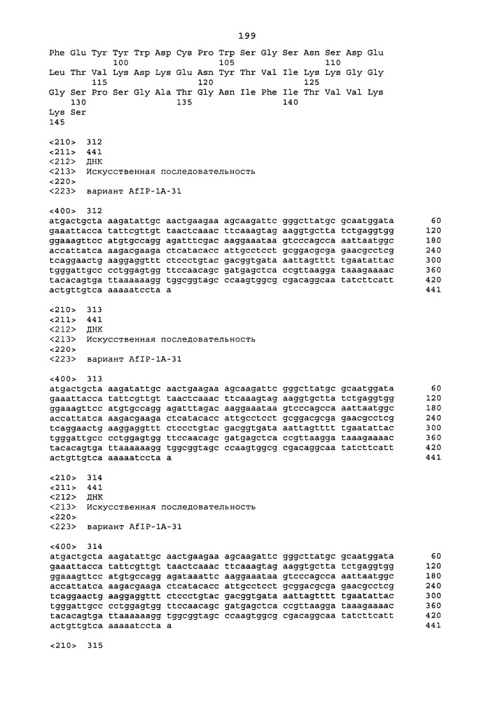 Новые инсектицидные белки и способы их применения (патент 2666914)