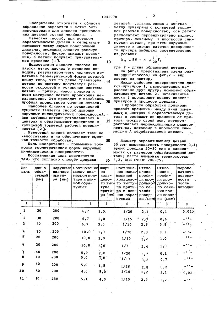 Способ доводки наружных цилиндрических поверхностей (патент 1042970)