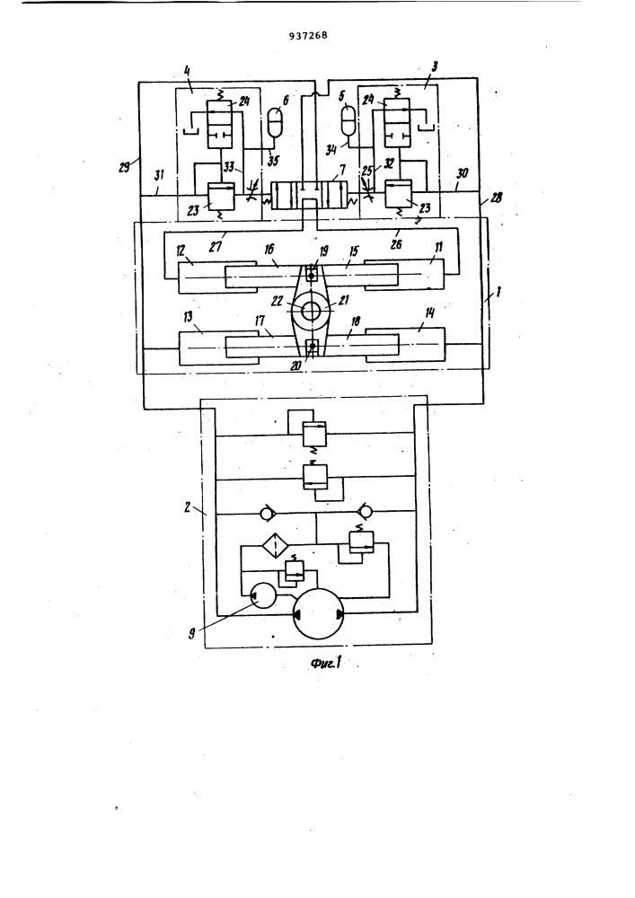 Гидравлический привод судовой рулевой машины (патент 937268)