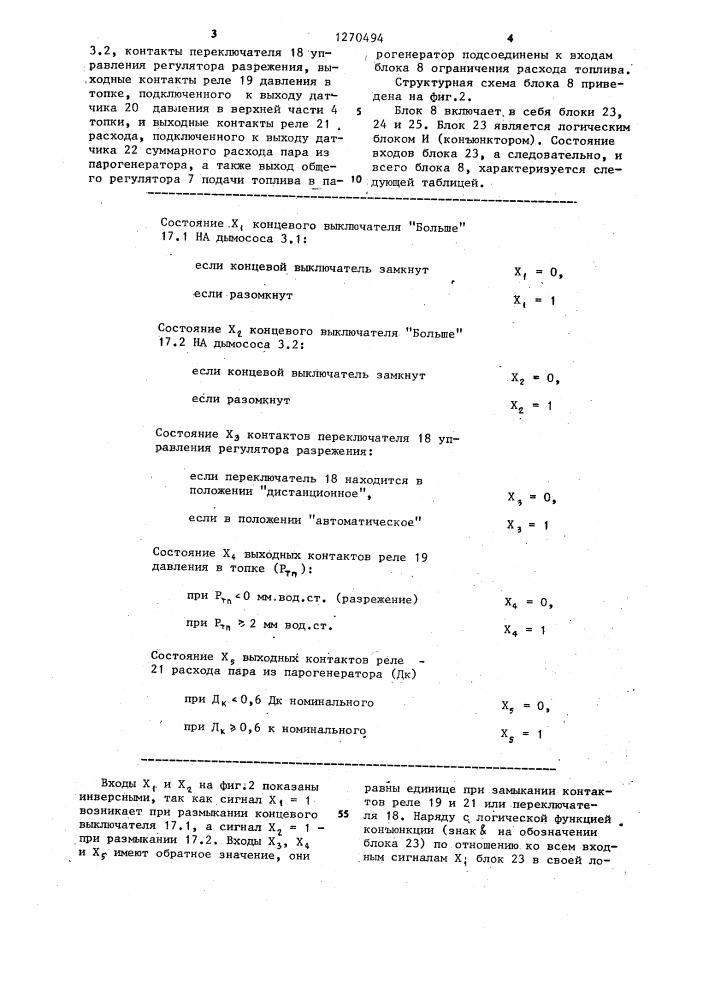 Система автоматического регулирования процесса горения в секционированной топке парогенератора (патент 1270494)