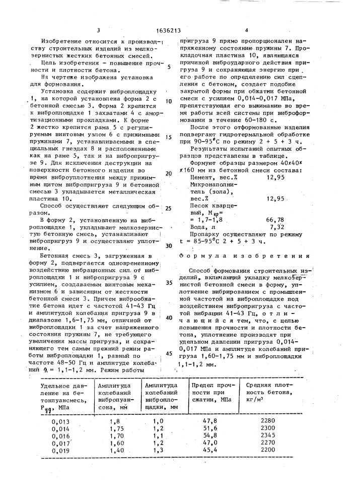 Способ формования строительных изделий (патент 1636213)