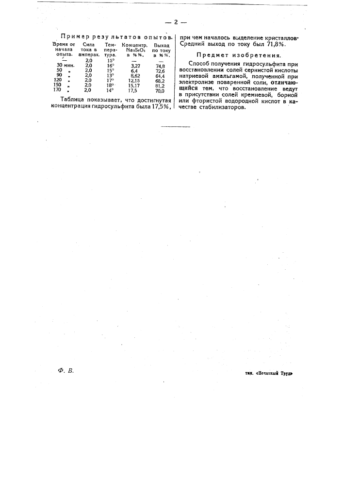 Способ получения гидросульфита (патент 23379)