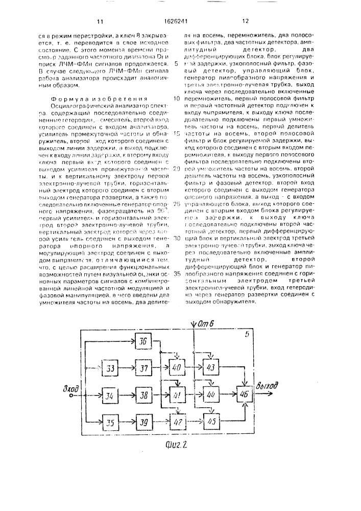 Осциллографический анализатор спектра (патент 1626241)
