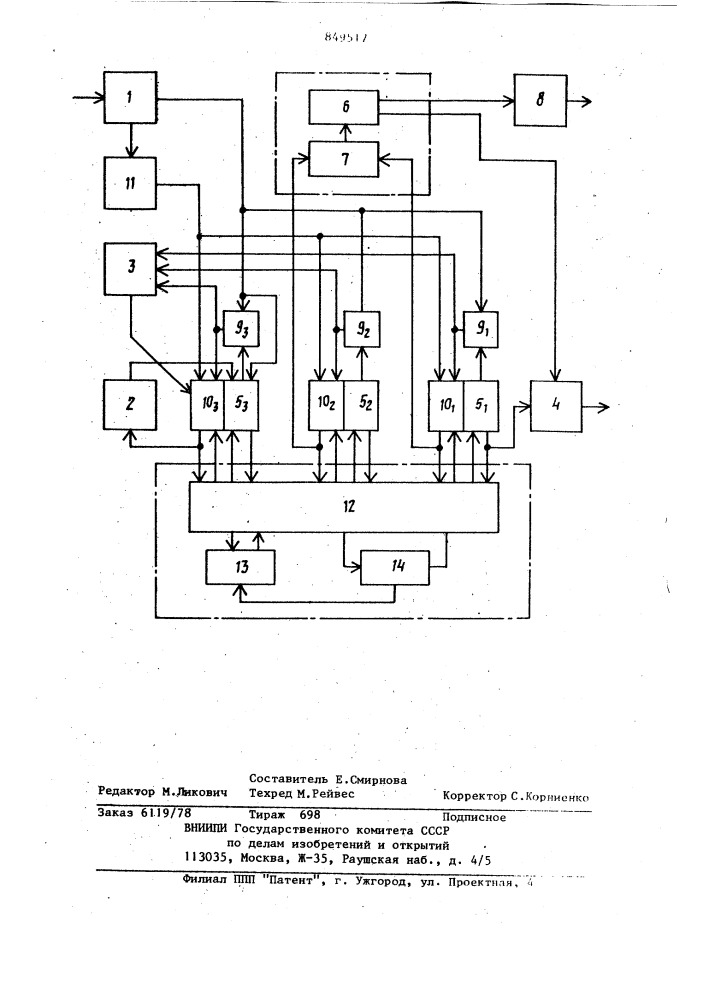 Устройство для приема сообщений всистемах передачи информации c реша-ющей обратной связью (патент 849517)