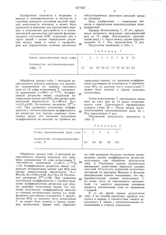 Способ оценки функционального состояния цнс человека (патент 1377037)
