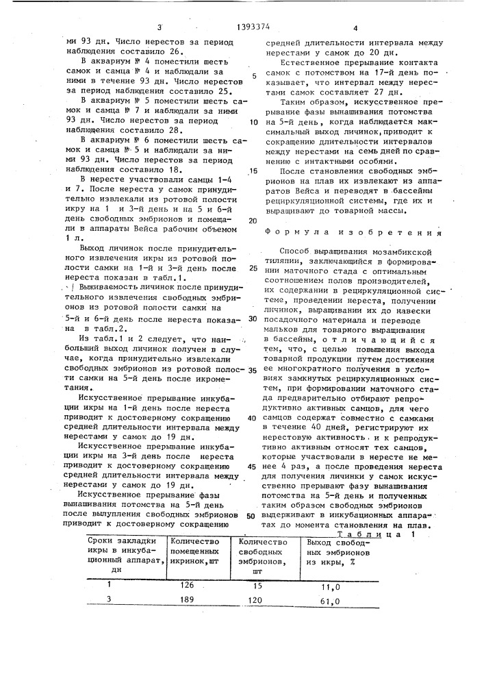 Способ выращивания мозамбикской тиляпии (патент 1393374)