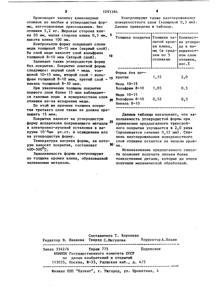 Способ предварительной подготовки графитовой формы (патент 1093384)