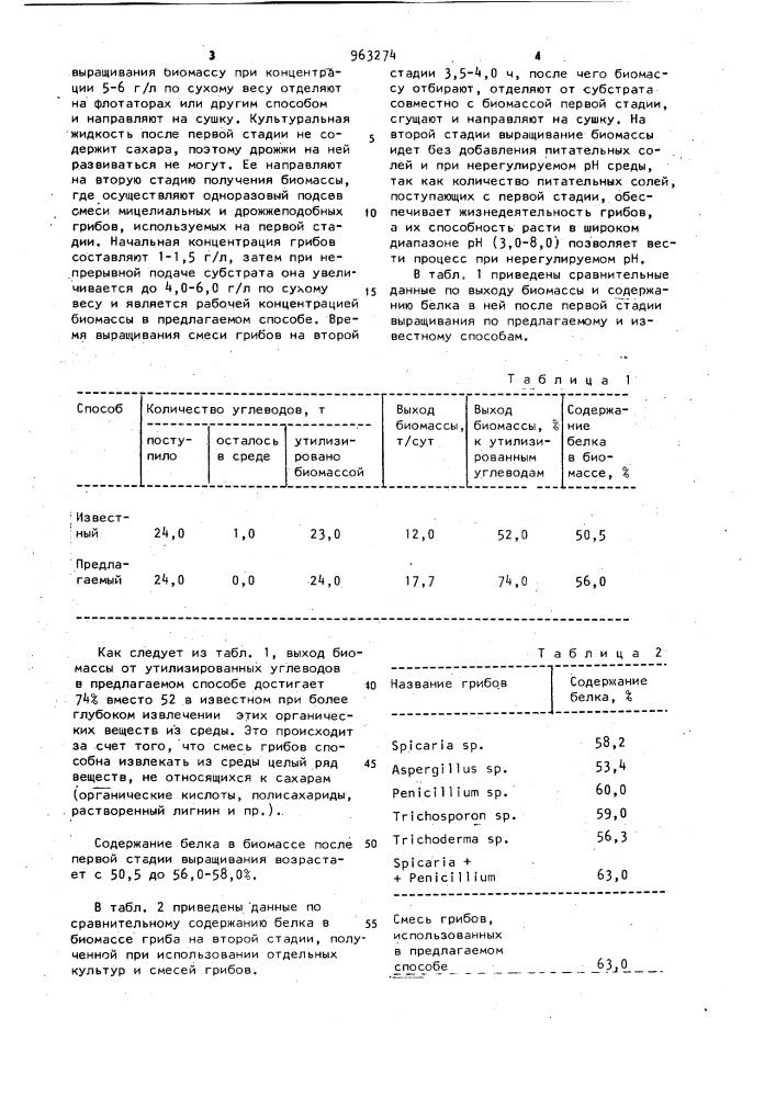 Способ получения биомассы микроорганизмов (патент 963274)