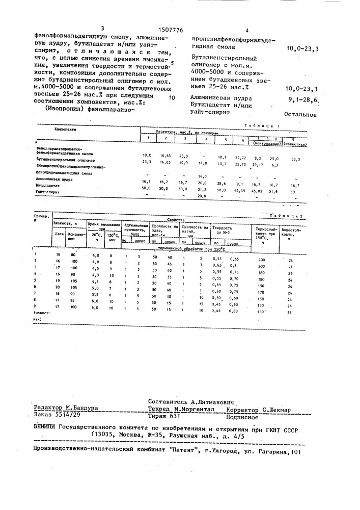 Композиция для покрытий (патент 1507776)