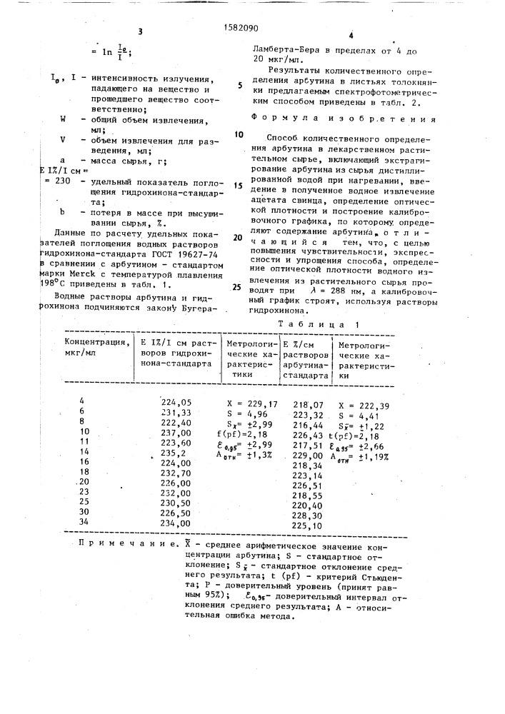 Способ количественного определения арбутина в лекарственном растительном сырье (патент 1582090)